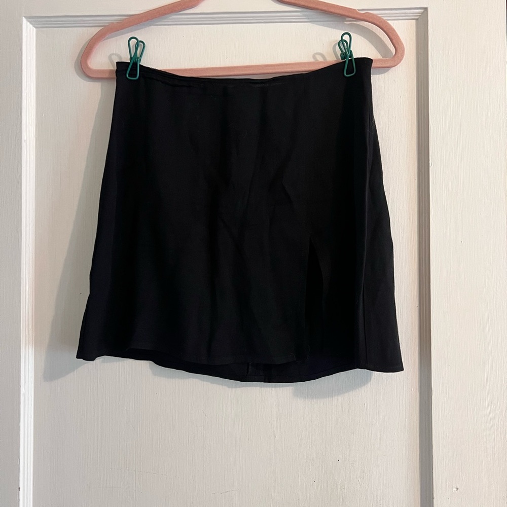 Reformation Black Mini Skirt with Slit